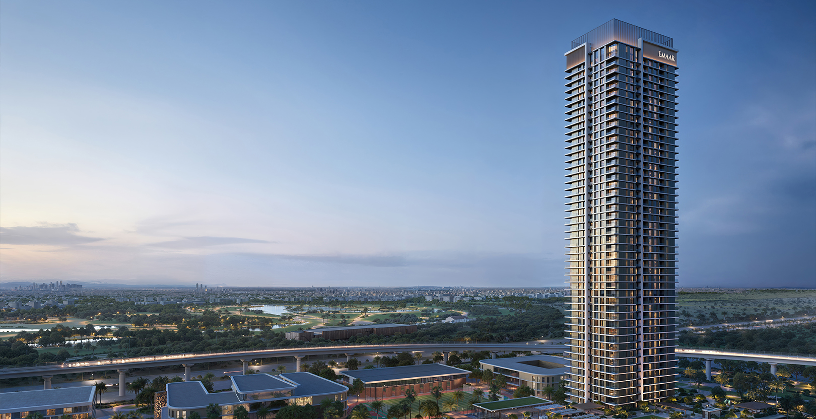 Lyvia by Palace — the tower at dusk, render (Emaar)